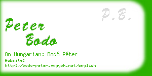 peter bodo business card